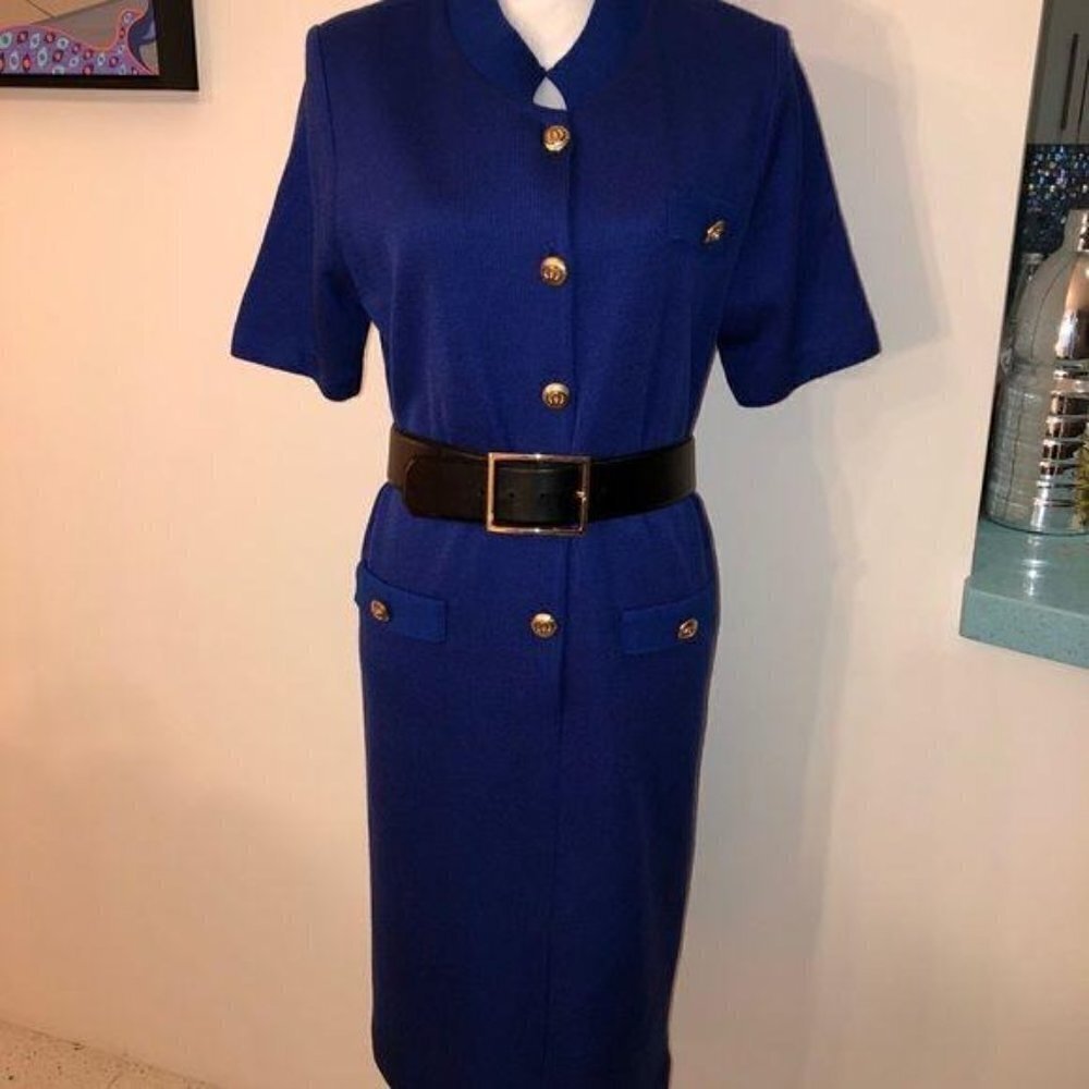 Collectibles Seattle Dress Womens Blue Knit Short Sleeve Flat Collar Acrylic - Picture 8 of 10